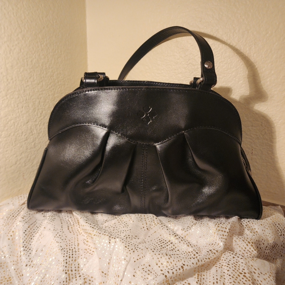 Patricia Nash Macellara Oval Satchel/ Shoulderbag/Purse Black Leather